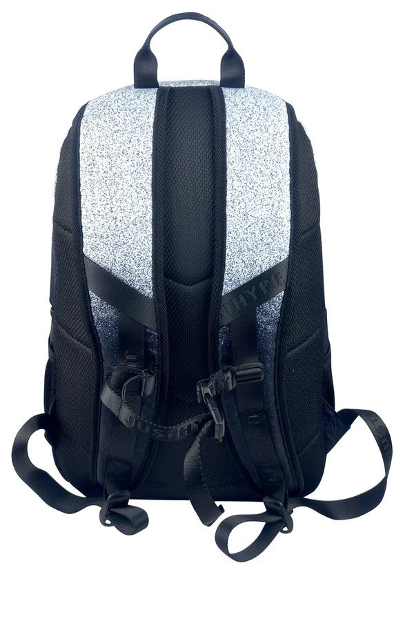 Black and gray backpack on a white background