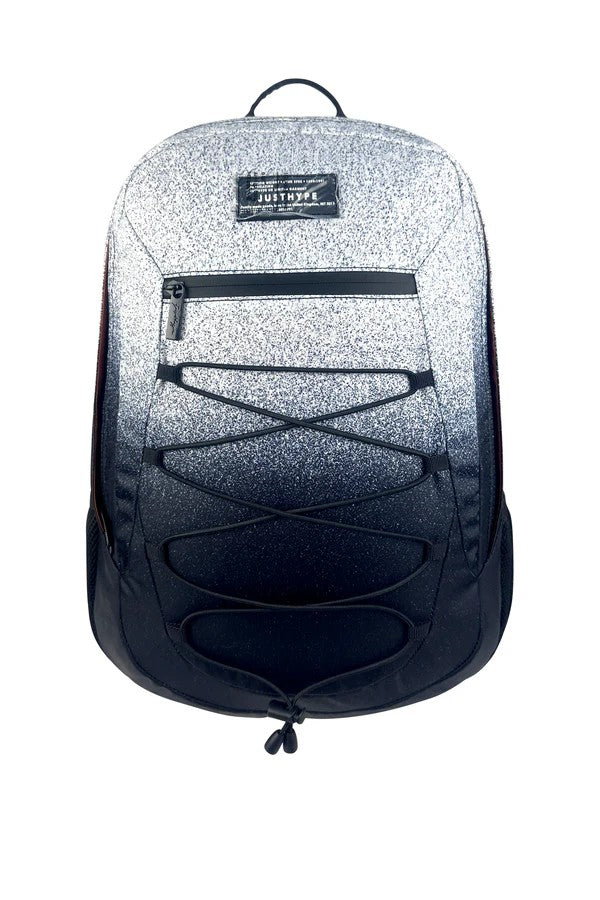 Backpack with gradient design and visible brand logo on a white background