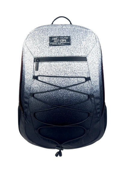 Backpack with gradient design and visible brand logo on a white background