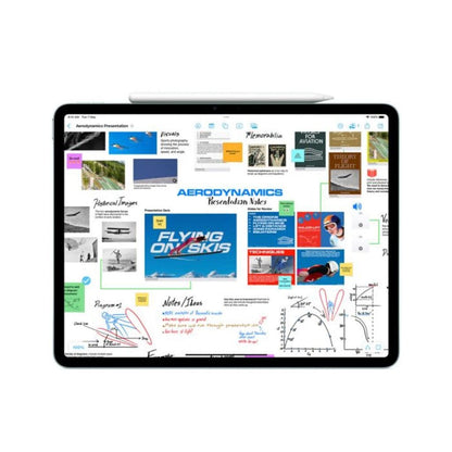 Tablet displaying a webpage with various elements on a white background