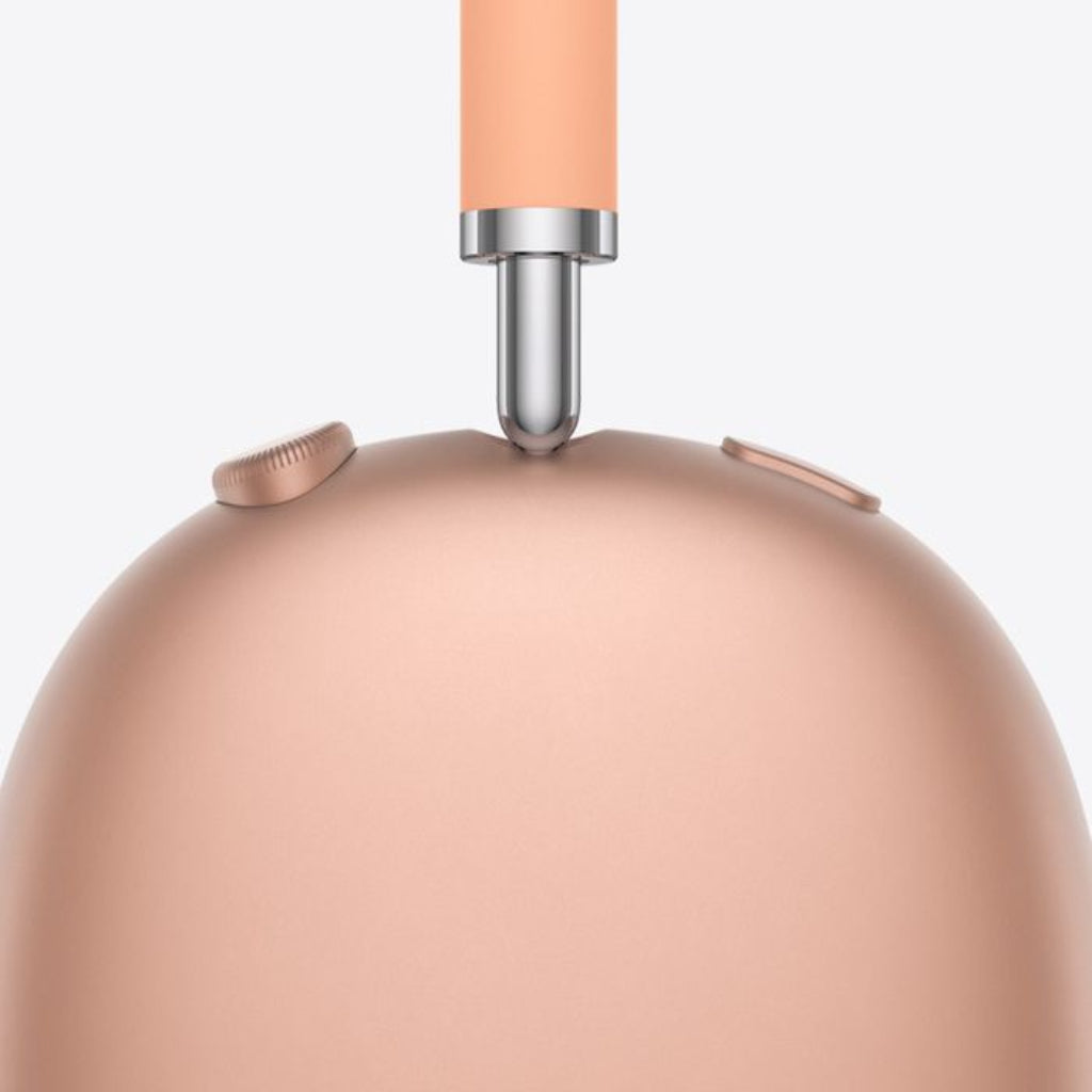 Close-up of a peach-colored pendant light with a white background
