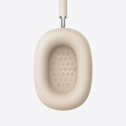 Beige hanging chair with a textured design on a white background