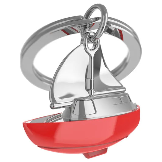 Fashion Sailing Boat Keychain - Red/Shint Chrome