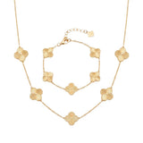 Four Leaf Clover Bracelet & Necklace Jewellery Set For Women