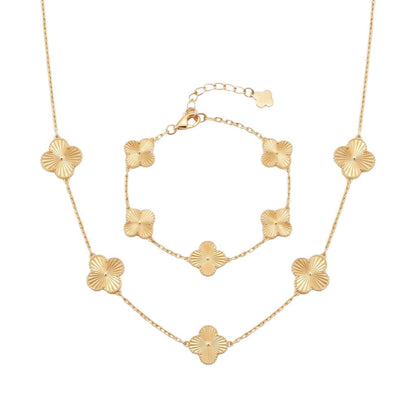Four Leaf Clover Bracelet & Necklace Jewellery Set For Women