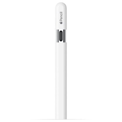 White stylus pen with Apple logo on a white background