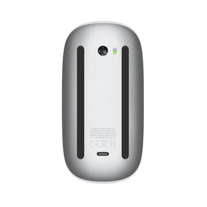 White Apple computer mouse back image on a white background