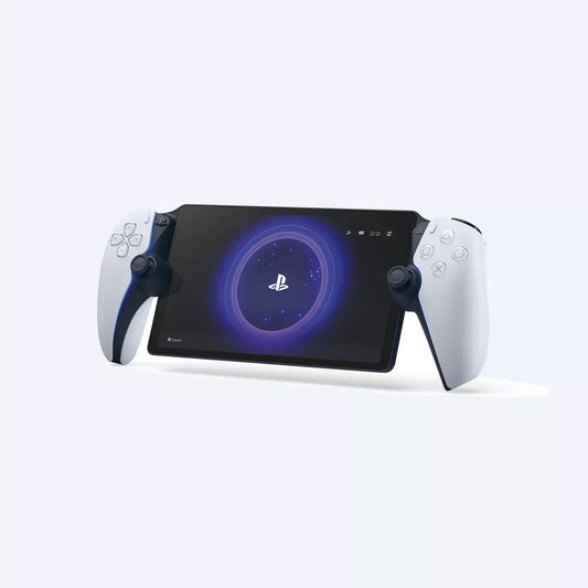 PlayStation gaming device with controller on a white background