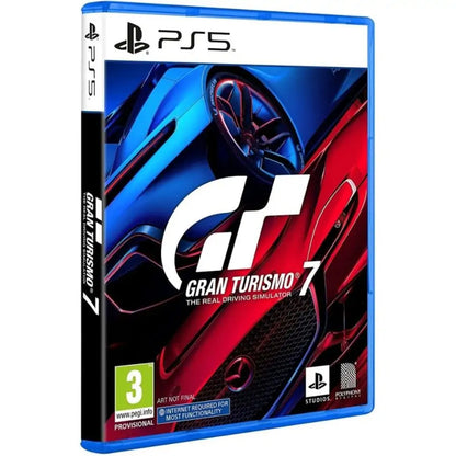 Gran Turismo 7 game case for PS5 with car design on a white background