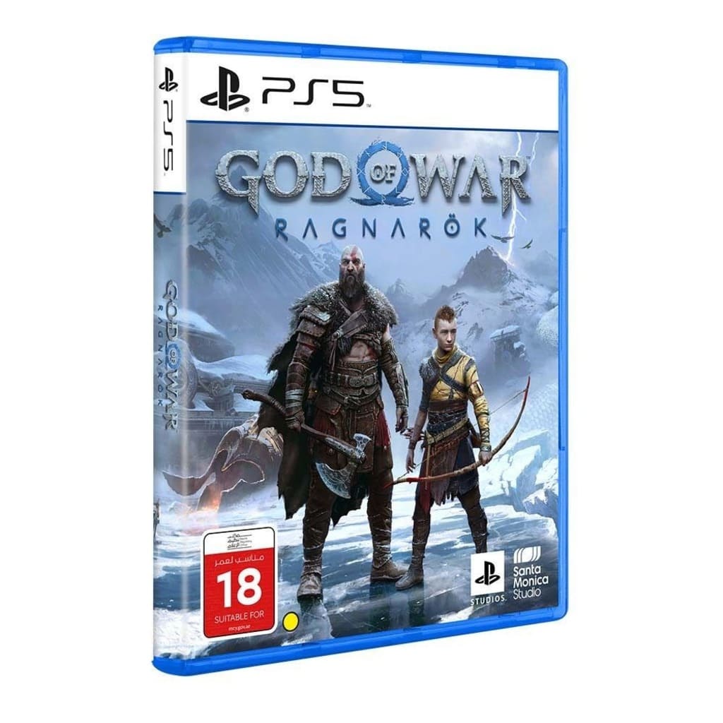 Game case for 'God of War Ragnarök' on a white background