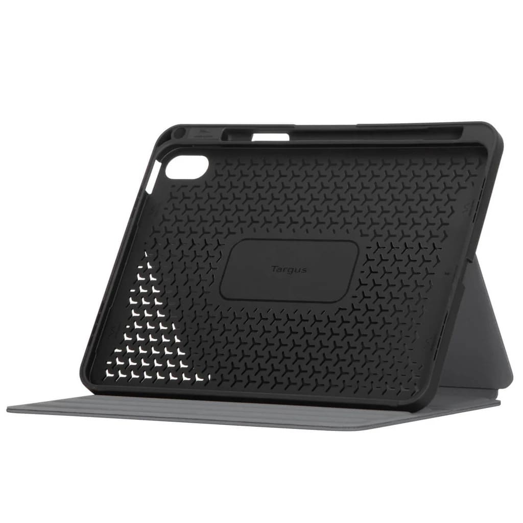 Black textured tablet case on a white background