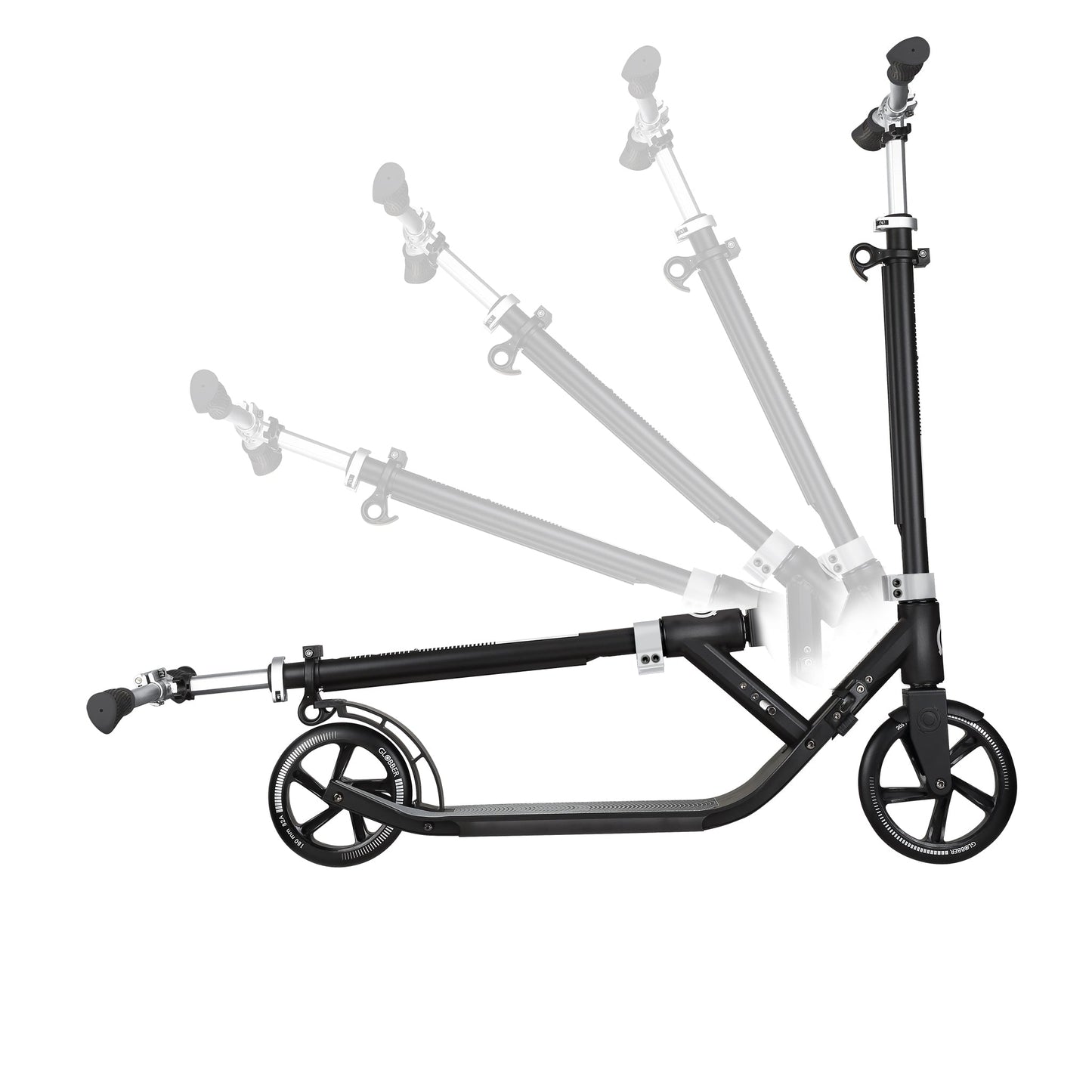 One NL 205-180 Duo: Adjustable 1-Second Folding Scooter for Adults - Lead Grey