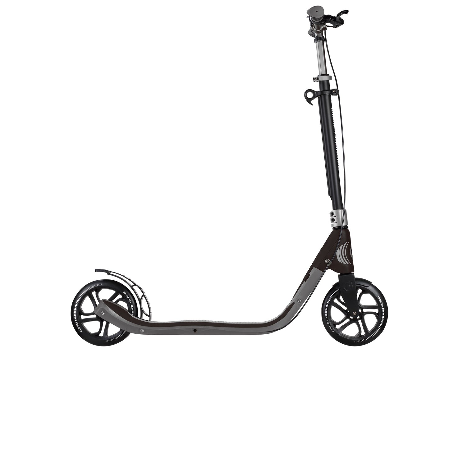 One NL 205 Deluxe: 2-Wheel Foldable Scooter with Handbrake and Bell for Teens and Adults - Titanium/Charcoal Grey