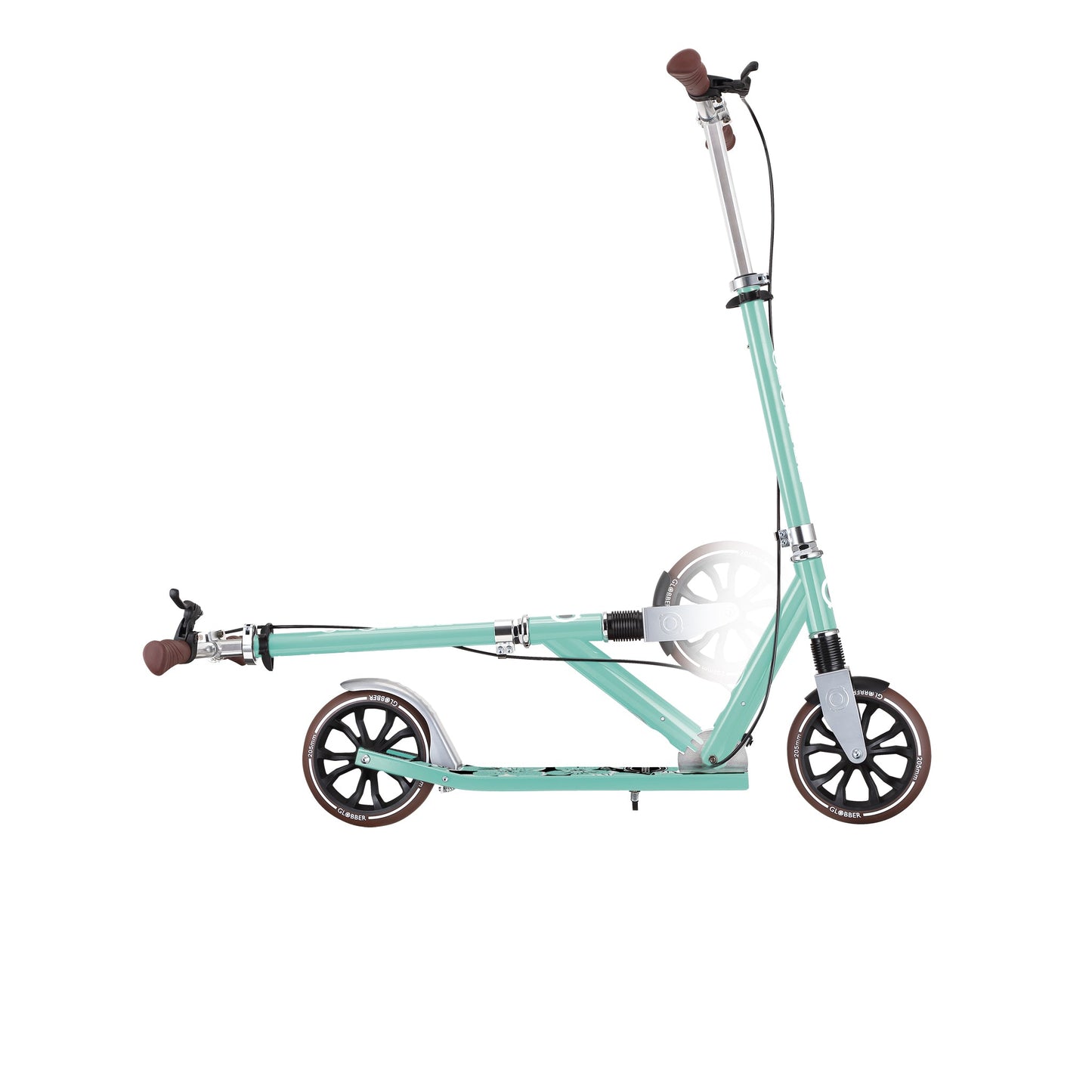 NL 205 Deluxe: Big Wheel Scooter with Handbrake for Kids and Teens - Mint