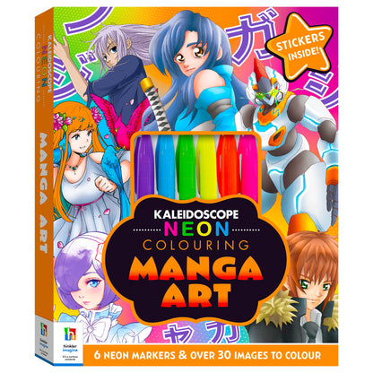 Kaleidoscope Neon Colouring Kit: Manga Art