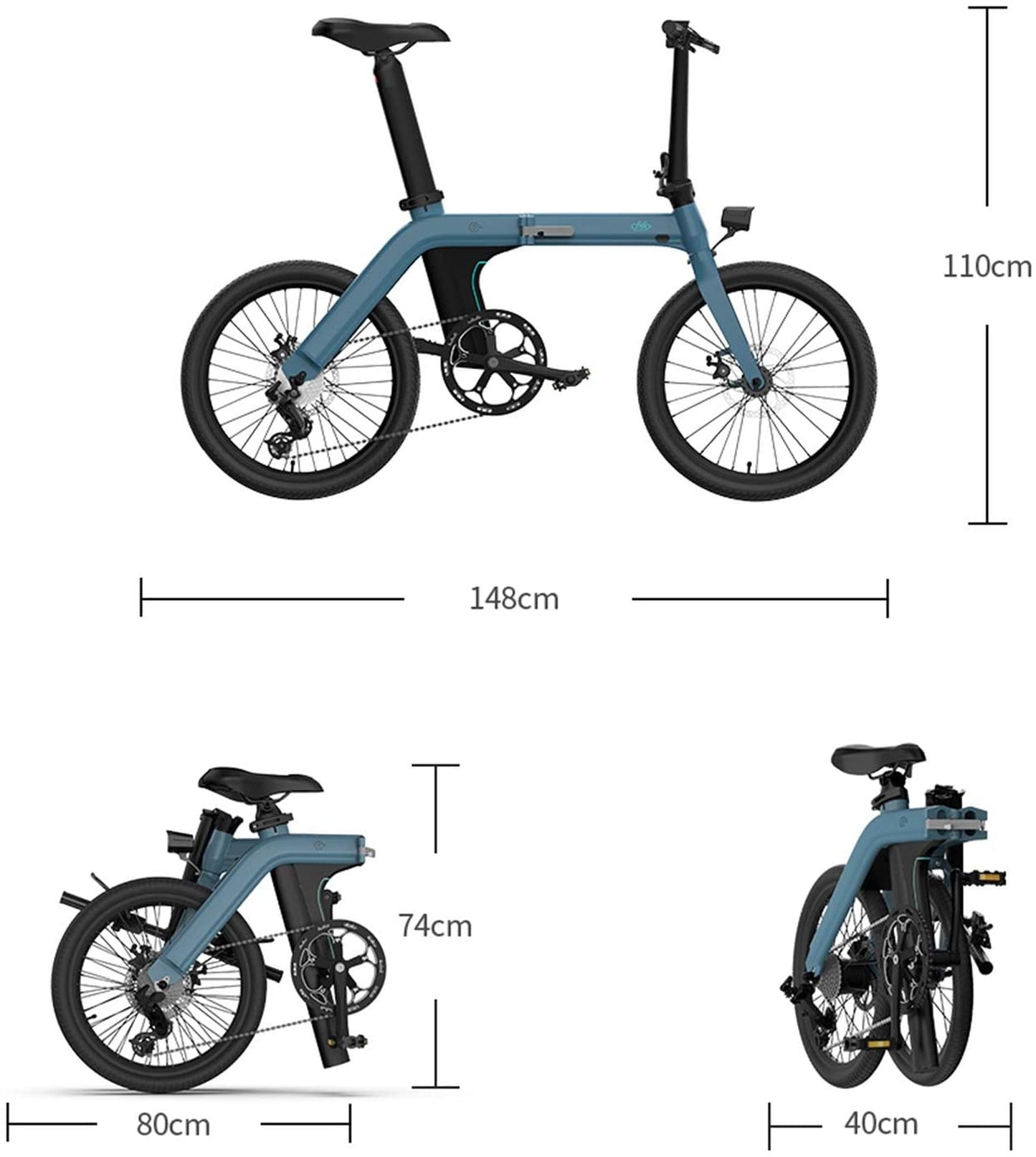 دراجة كهربائية قابلة للطي D11 Skyblue بسرعة 25 كم/ساعة
